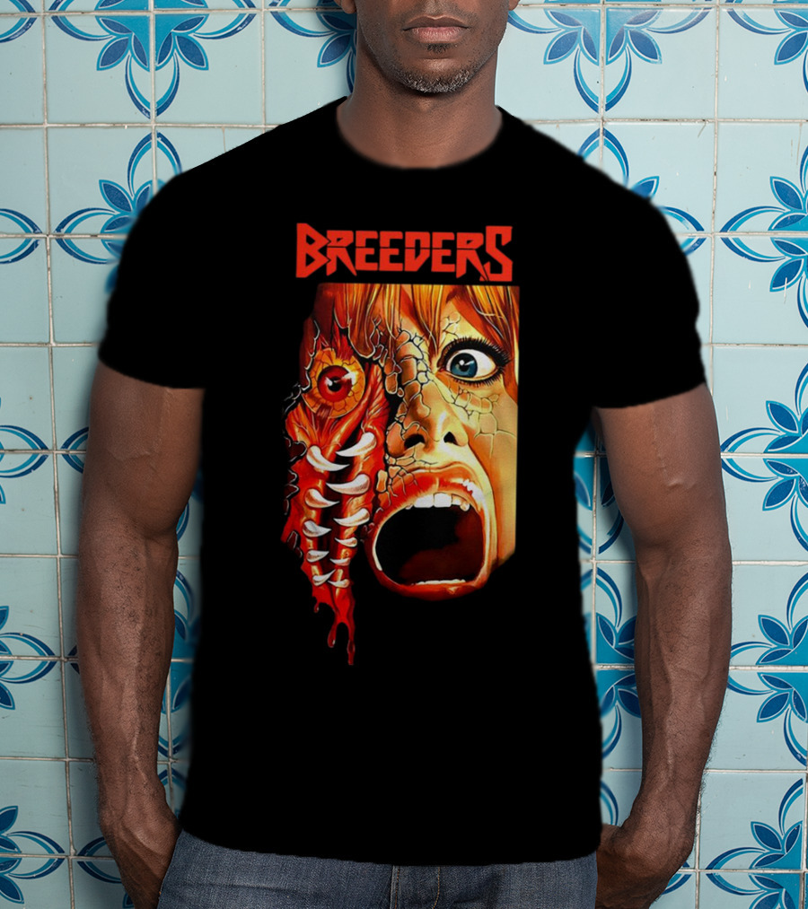 Breeders Horror Movie Artwork With Distorted Face And Eye T-Shirt