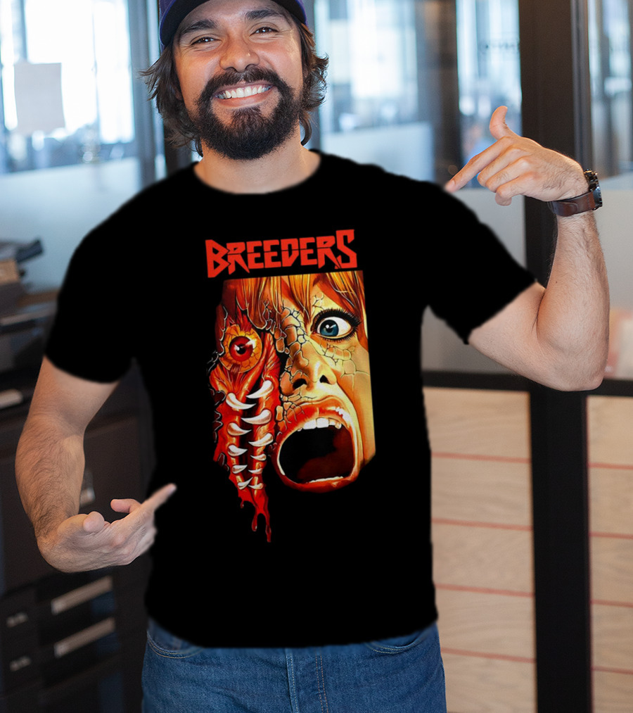 Breeders Horror Movie Artwork With Distorted Face And Eye T-Shirt