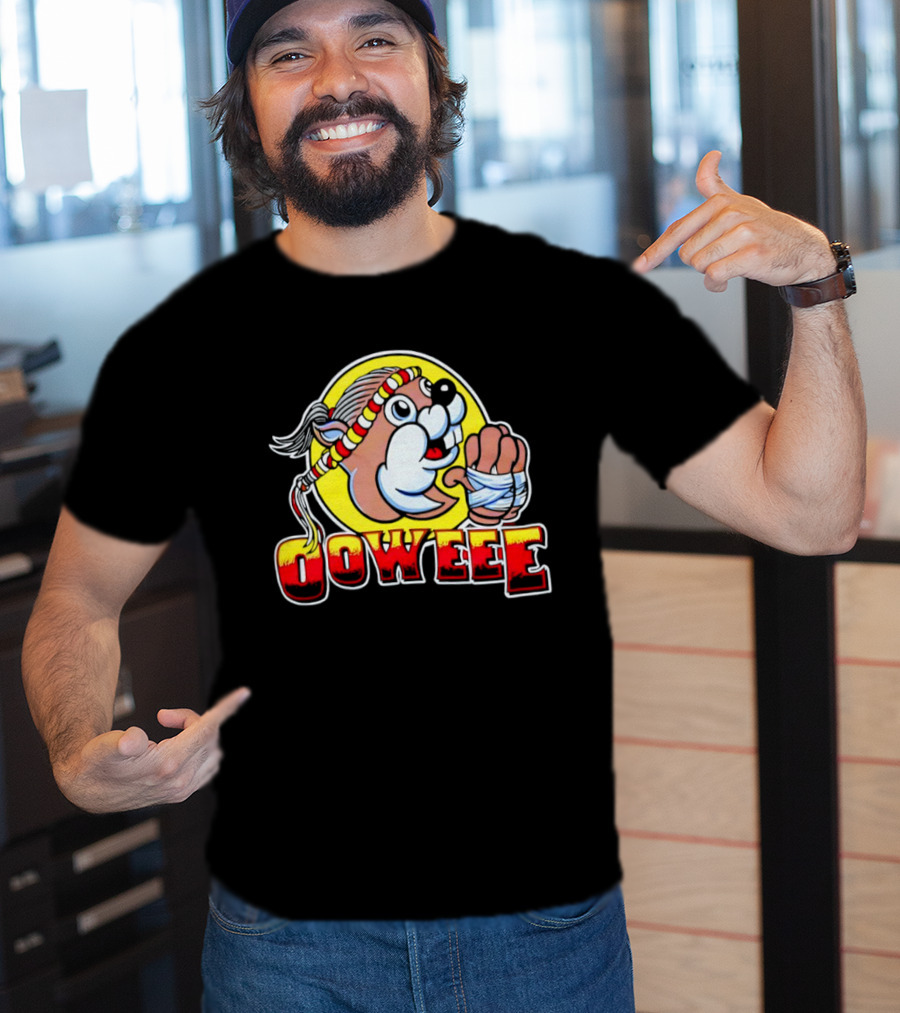 Buc-ee's Ooweee Muay Thai Beaver With Headband And Wrapped Fist T-Shirt