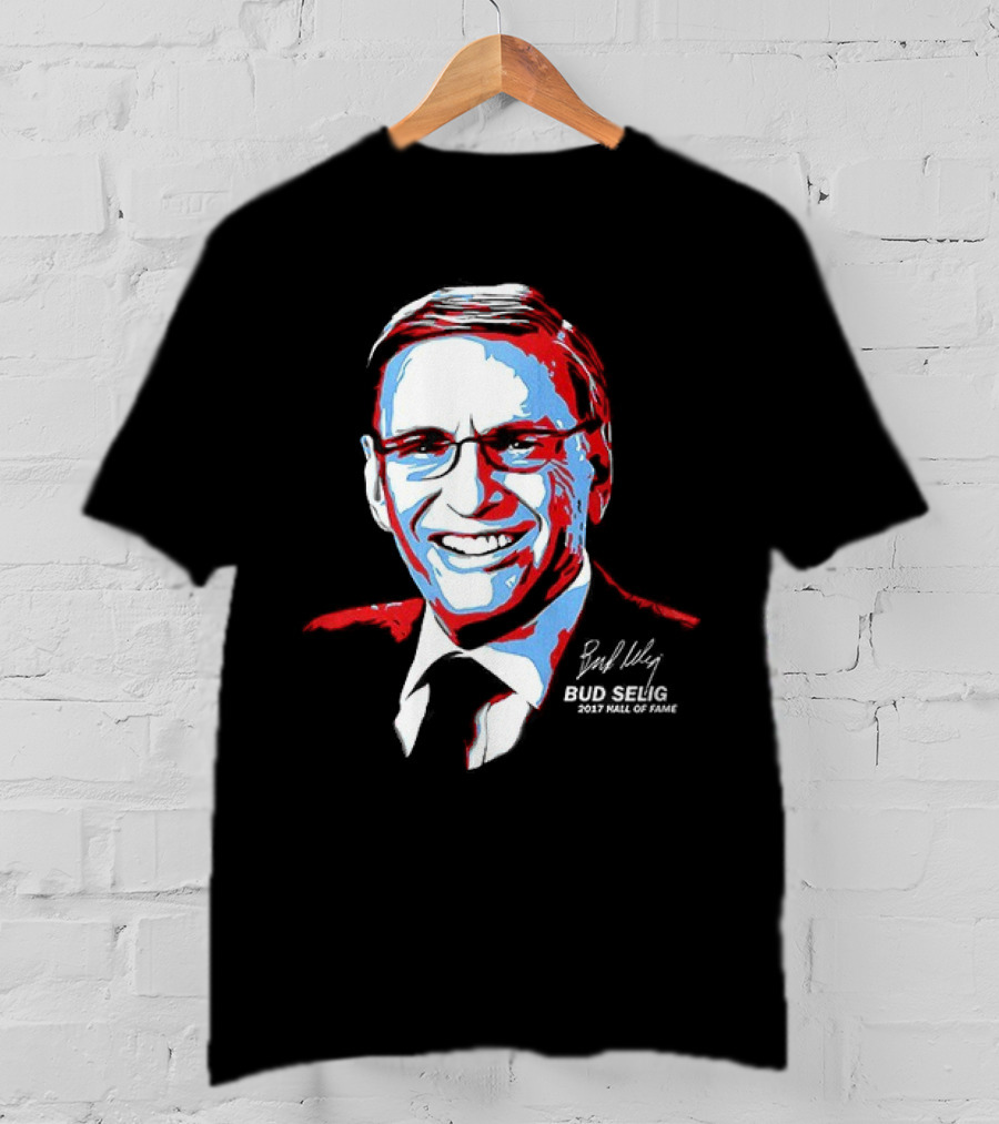 Bud Selig Commissioner Signature Red Blue White T-Shirt