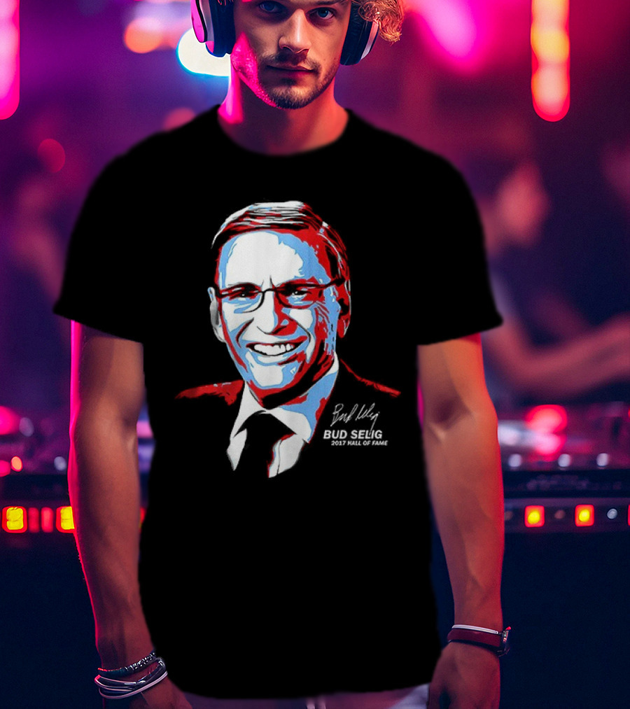 Bud Selig Commissioner Signature Red Blue White T-Shirt
