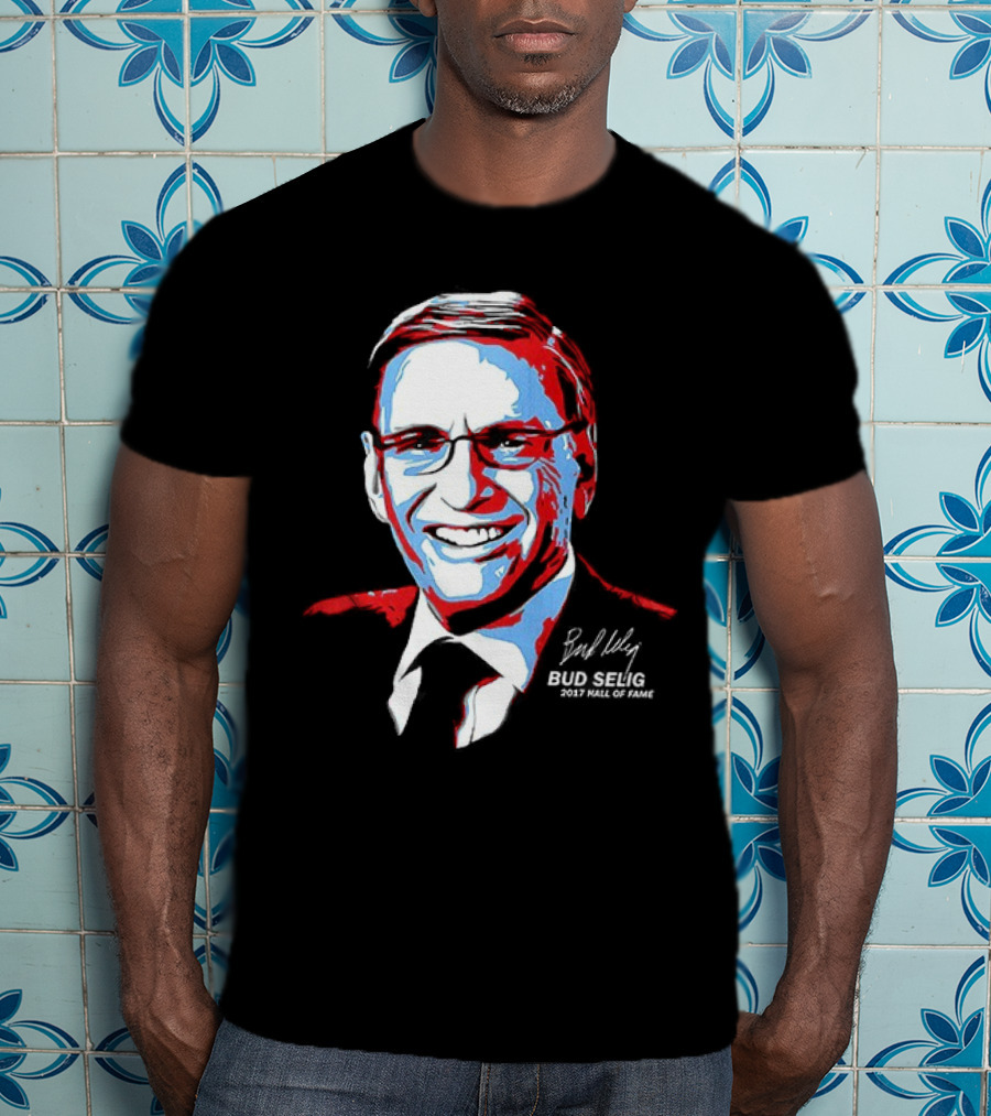 Bud Selig Commissioner Signature Red Blue White T-Shirt
