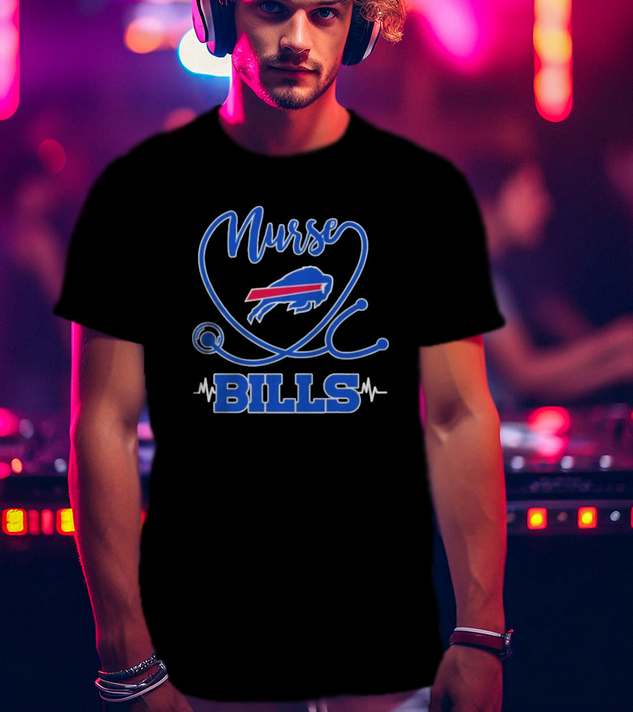 Nurse Buffalo Bills Stethoscope Heartbeat T-Shirt