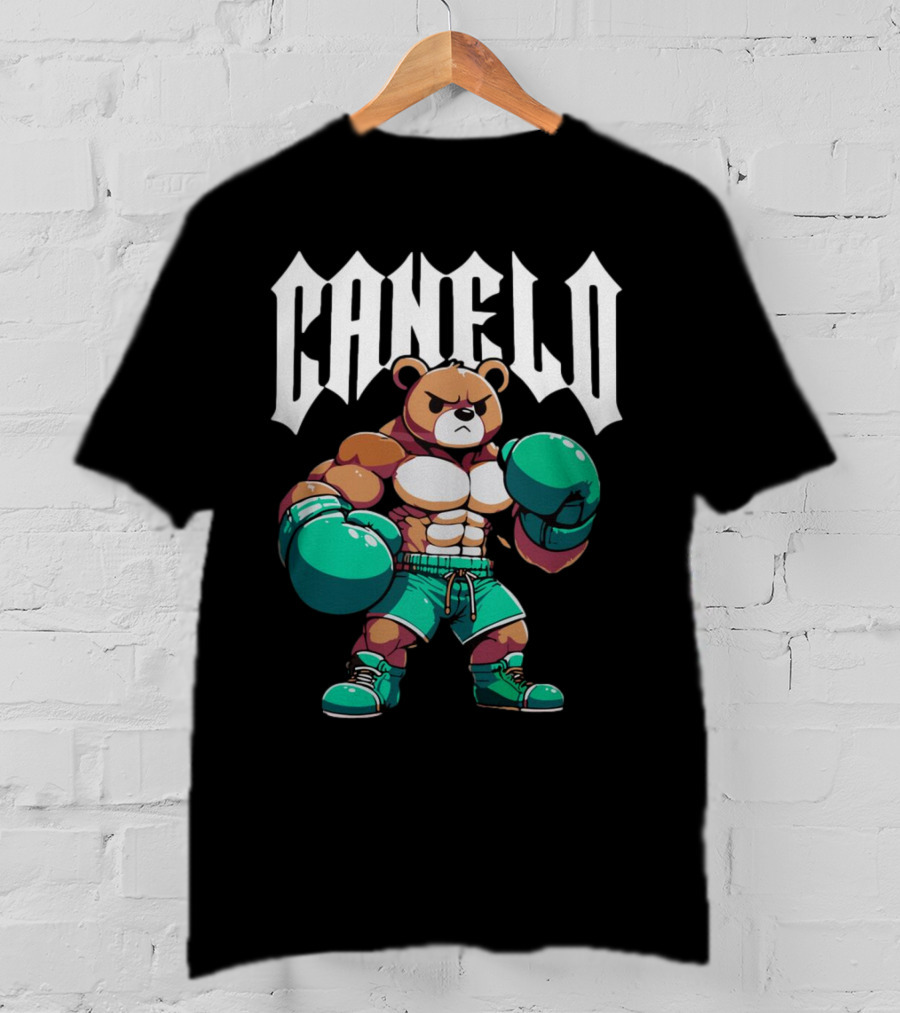 Canelo Bear Boxing Cartoon Bear With Gloves And Shorts T-Shirt