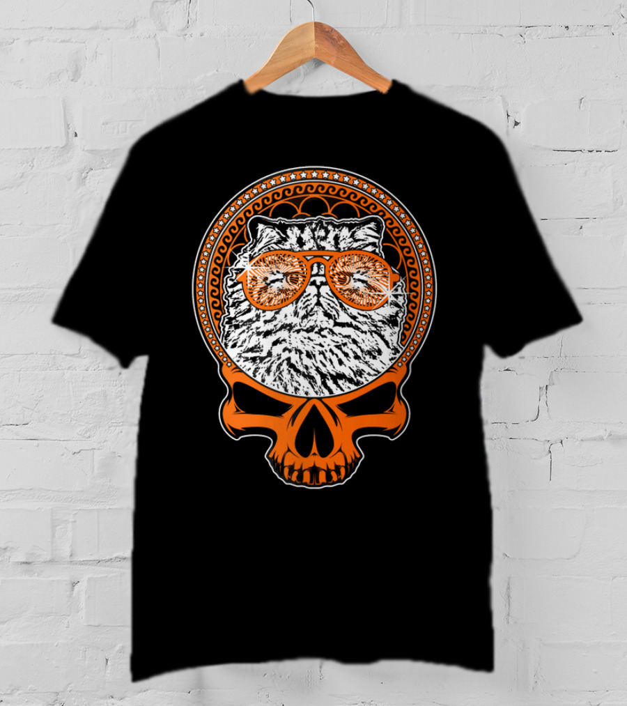 CATTY STYLE Skull Cat With Sunglasses T-Shirt