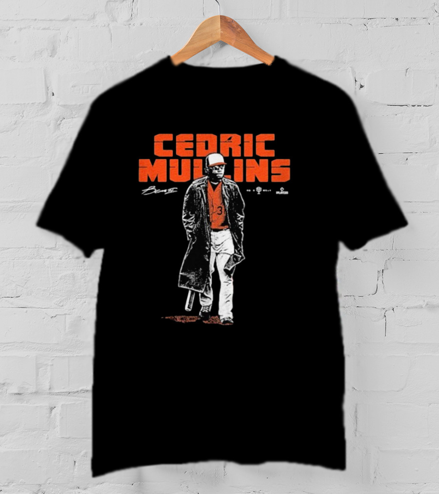 Cedric Mullins Baseball Player Number 31 Walking In Coat With Bat T-Shirt