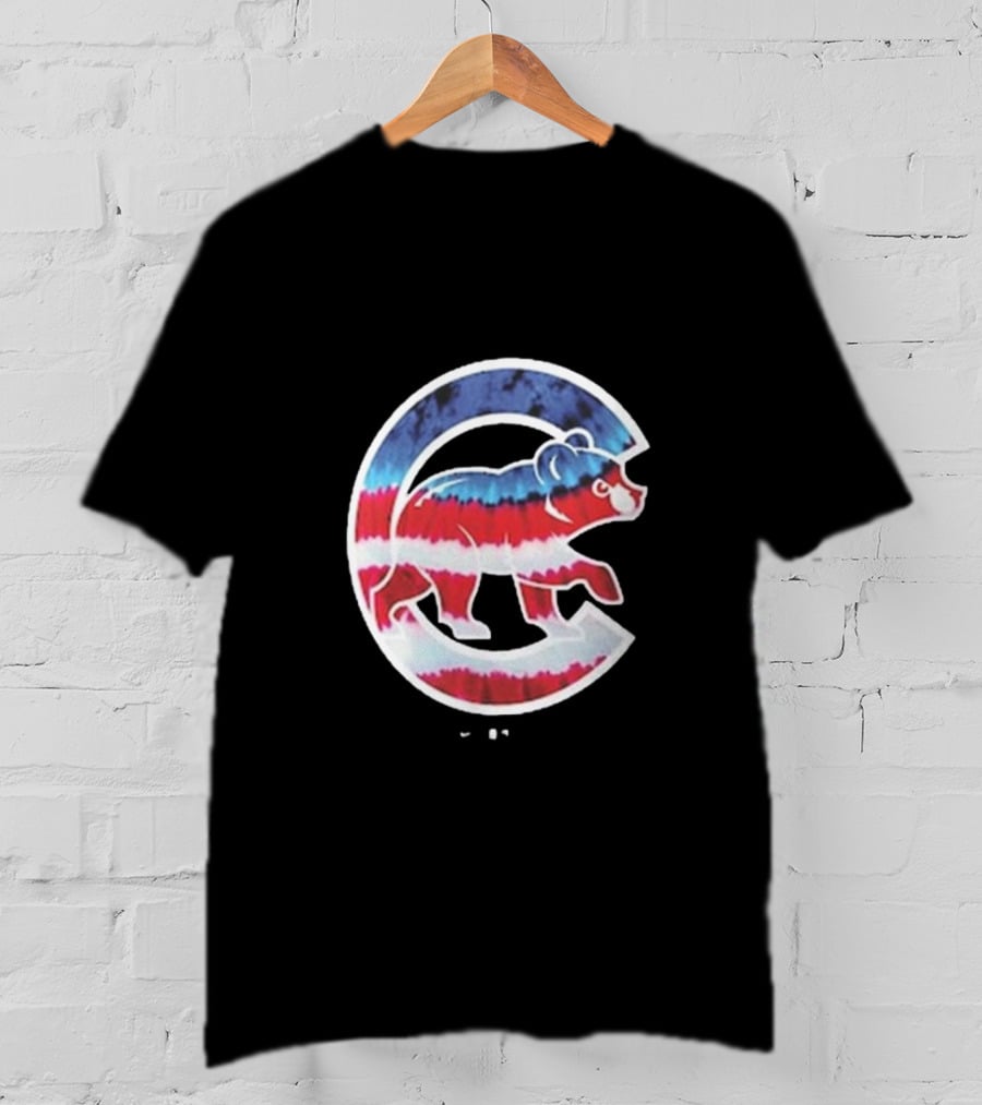 Chicago Cubs Americana Tie-Dye Bear Logo T-Shirt