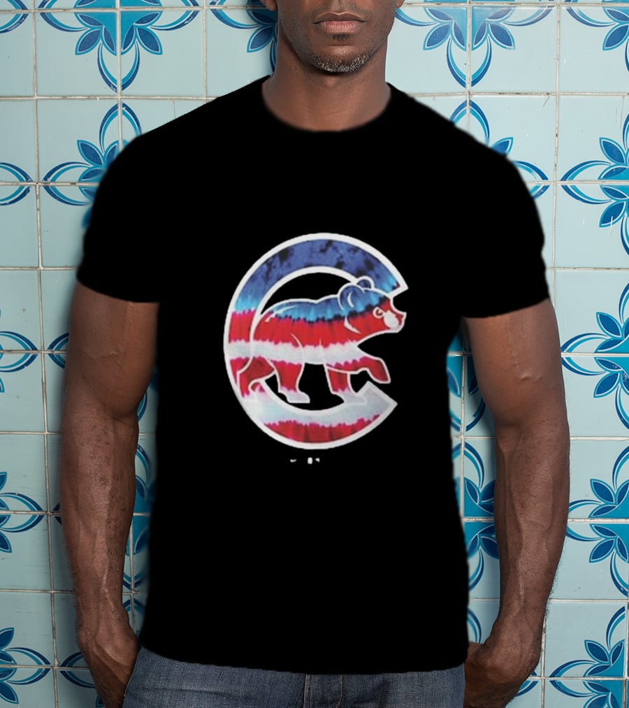 Chicago Cubs Americana Tie-Dye Bear Logo T-Shirt