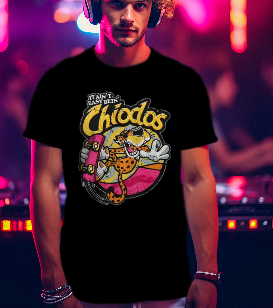 It Ain't Easy Bein' Chiodos Skateboard Cheetah Black T-Shirt