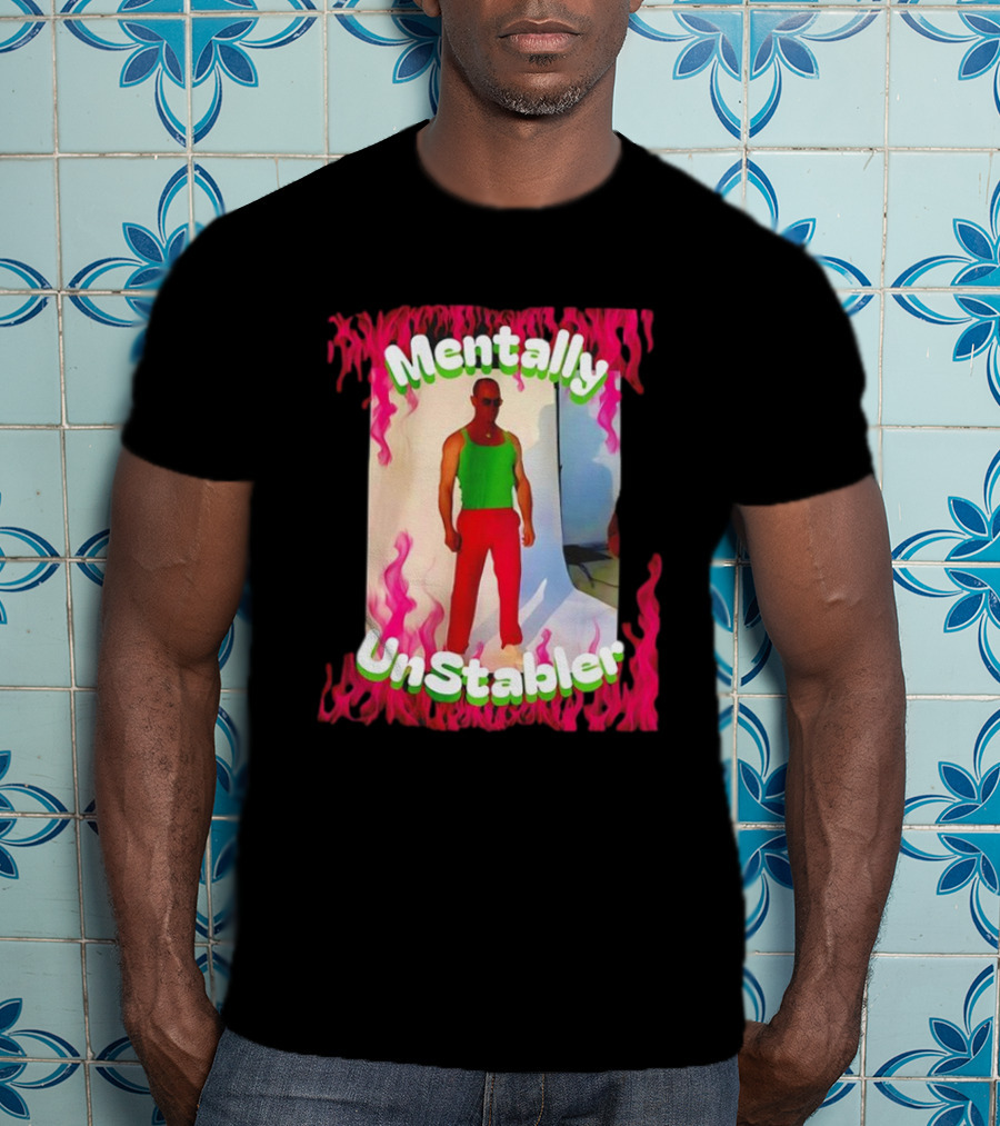 Mentally Unstabler Flaming Outfit Vibrant Red Pants T-Shirt