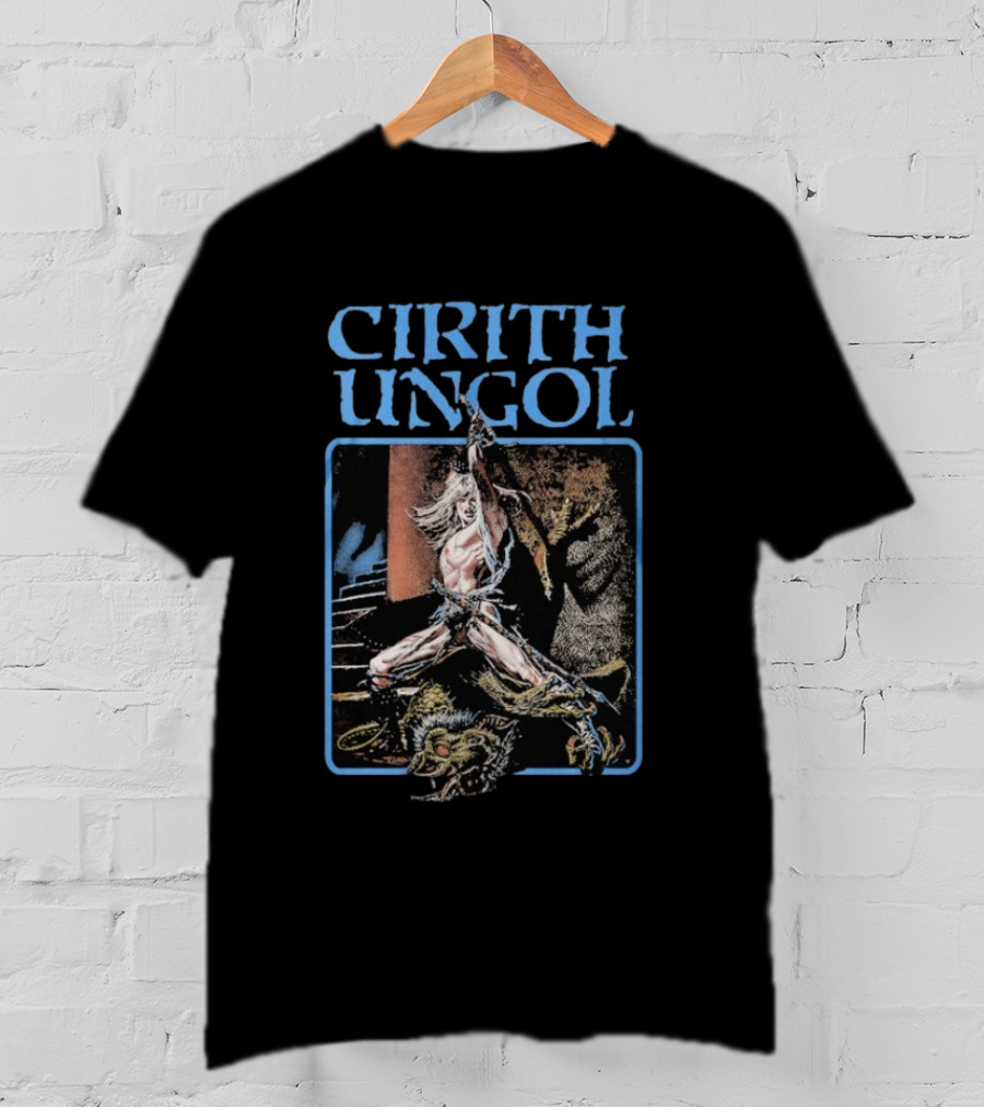 Cirith Ungol Fantasy Warrior And Dragon Battle T-Shirt