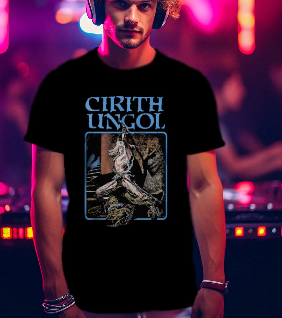 Cirith Ungol Fantasy Warrior And Dragon Battle T-Shirt