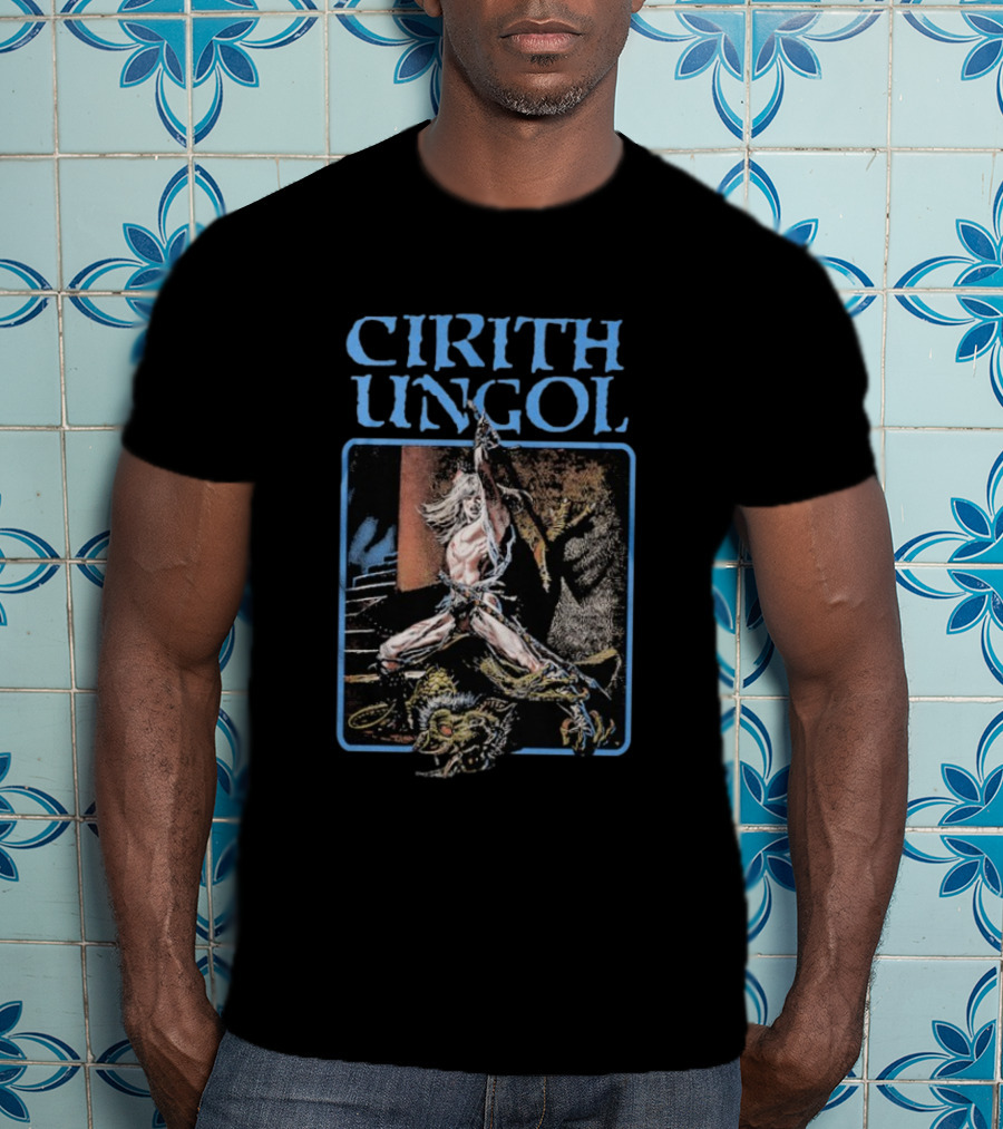 Cirith Ungol Fantasy Warrior And Dragon Battle T-Shirt