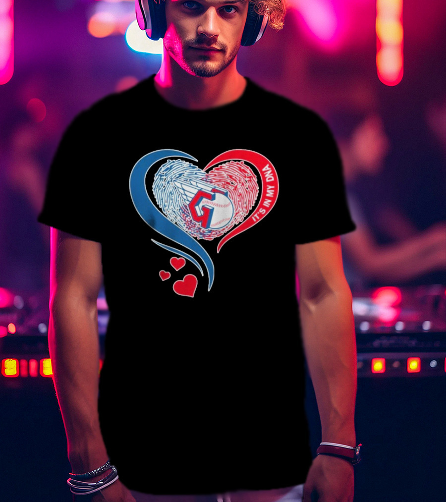 Cleveland Guardians It's In My DNA Heart Baseball Fingerprint T-Shirt