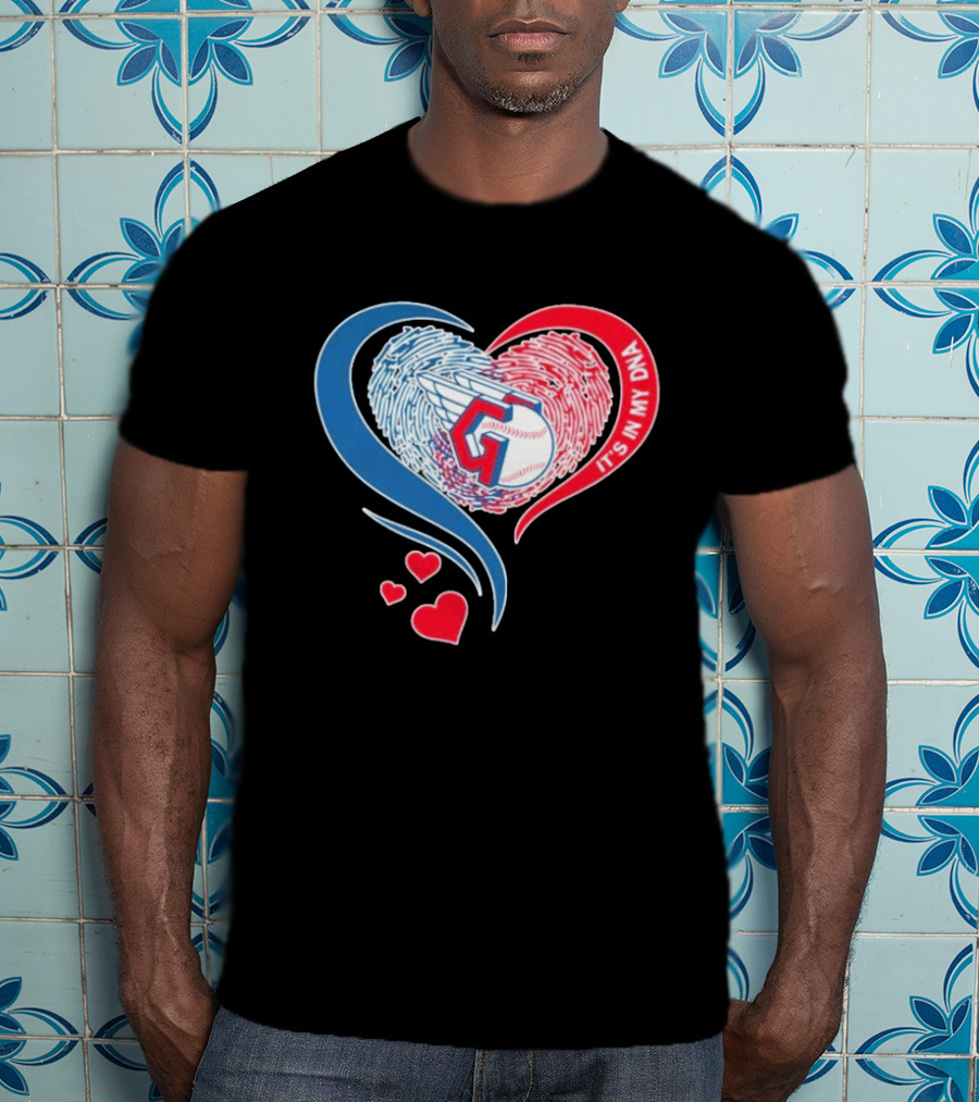 Cleveland Guardians It's In My DNA Heart Baseball Fingerprint T-Shirt