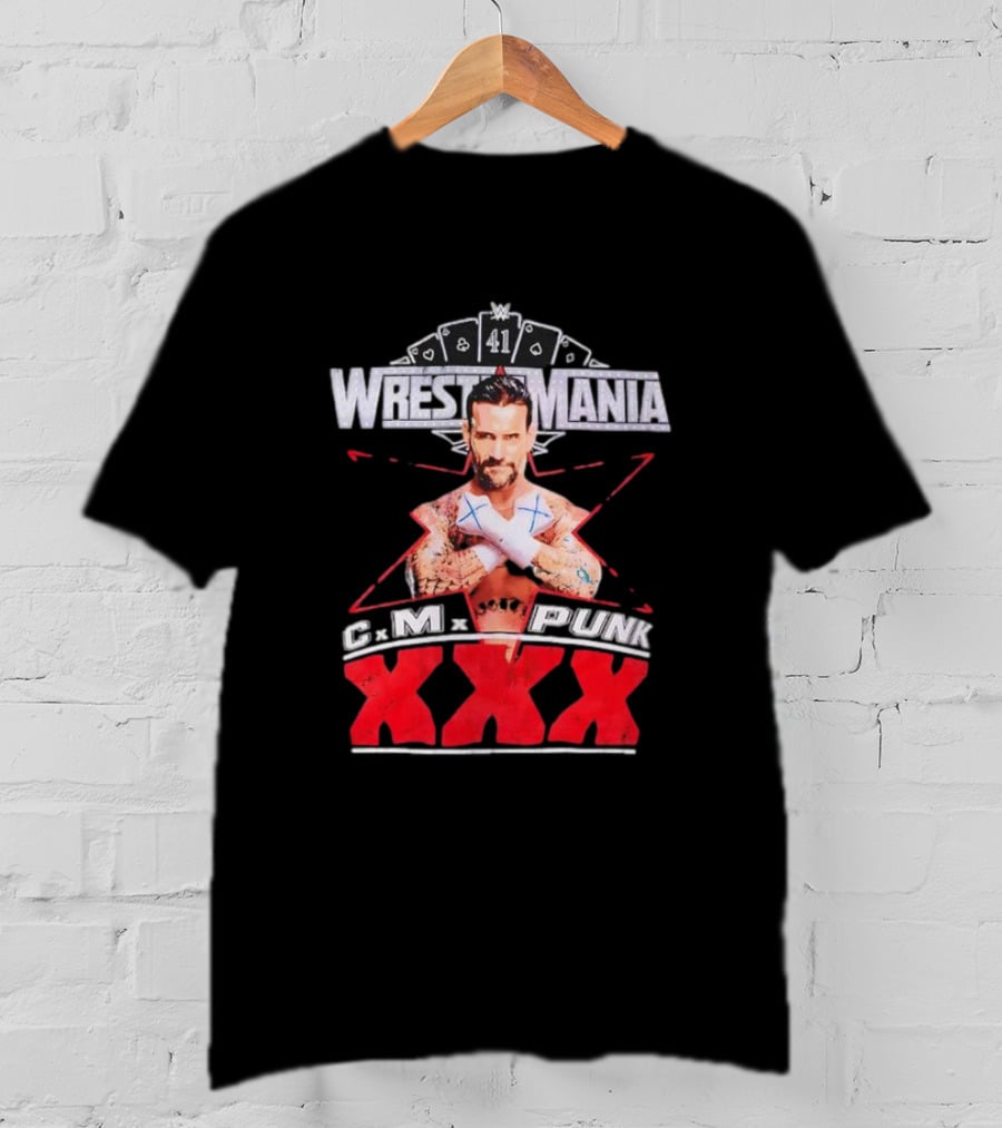 CM Punk WrestleMania XXX 41 Playing Cards Theme T-Shirt