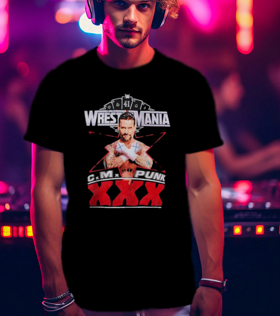 CM Punk WrestleMania XXX 41 Playing Cards Theme T-Shirt