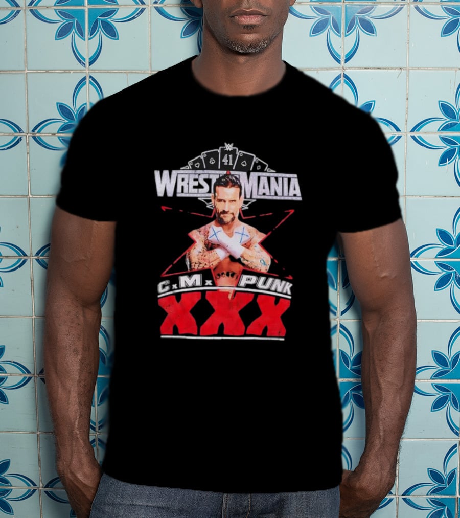 CM Punk WrestleMania XXX 41 Playing Cards Theme T-Shirt