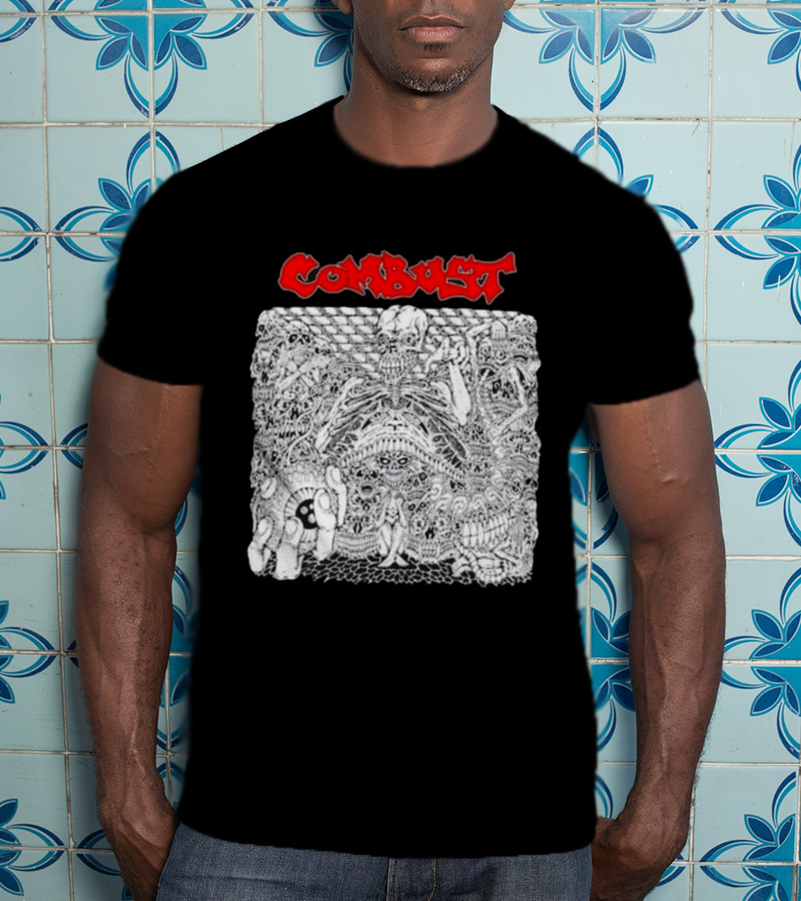 Combust Belly Of The Beast Intricate Black And White Triple B Records T-Shirt