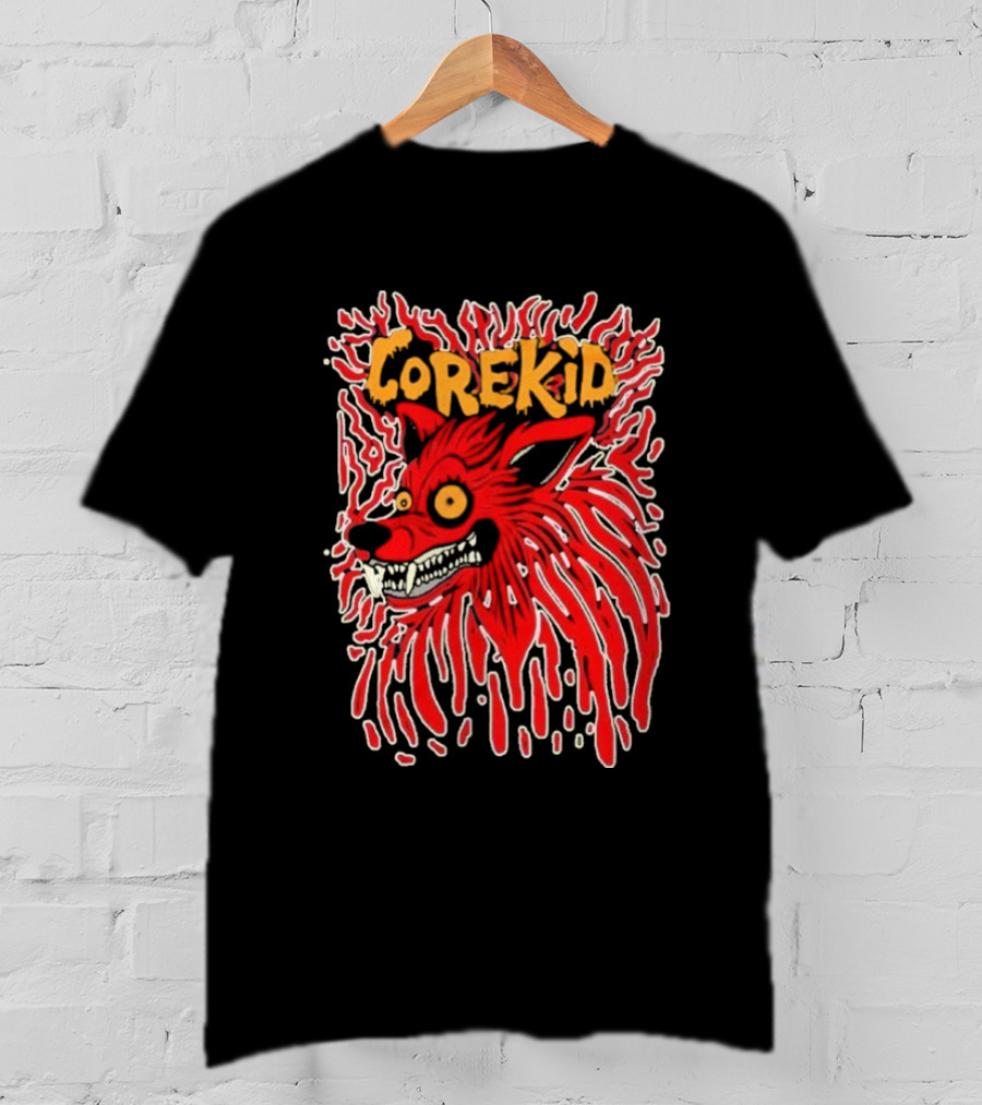 Corekid Blood Wolf Fiery Red Canine Artwork T-Shirt