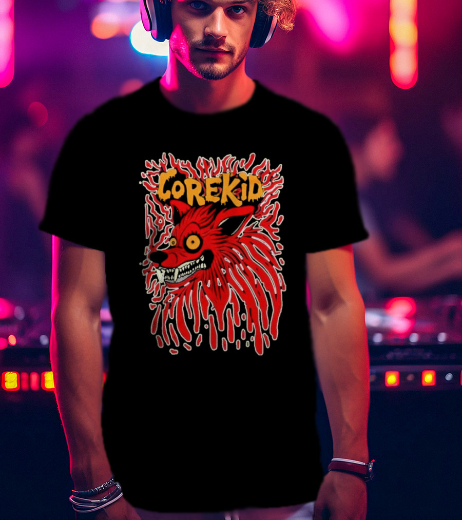 Corekid Blood Wolf Fiery Red Canine Artwork T-Shirt
