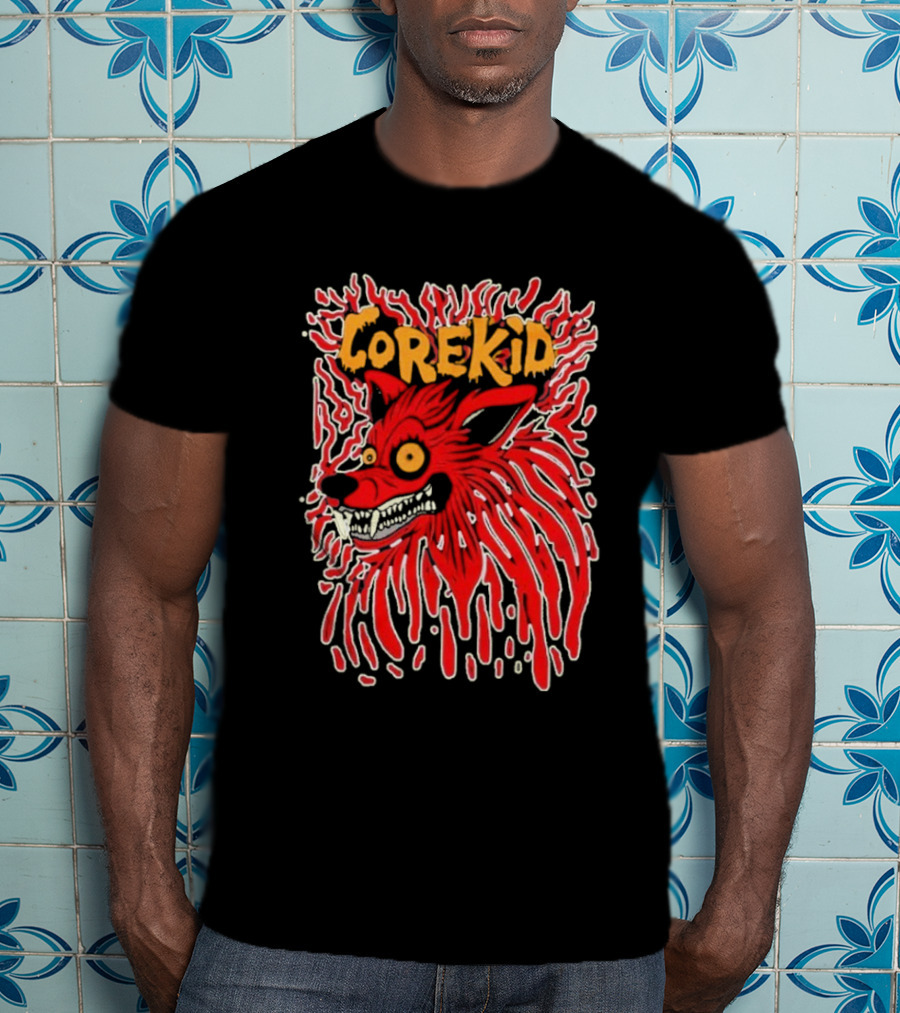 Corekid Blood Wolf Fiery Red Canine Artwork T-Shirt
