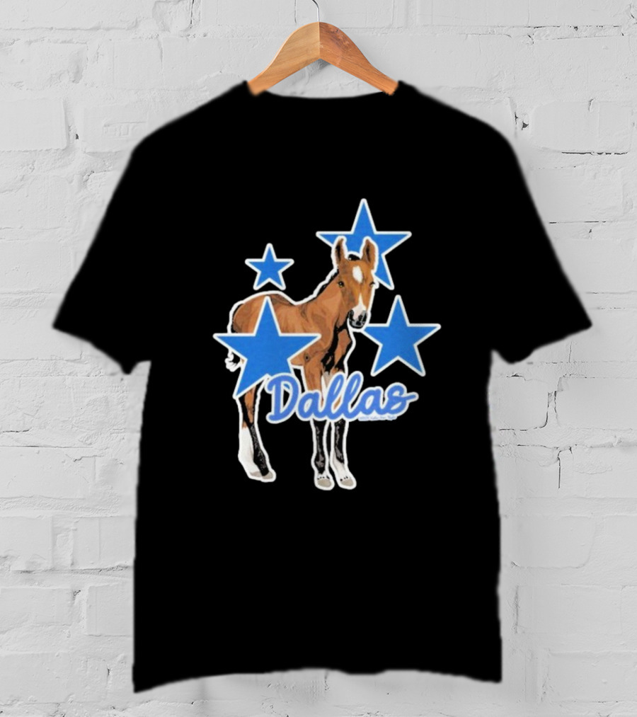Dallas Horse With Blue Stars Iconic Design T-Shirt
