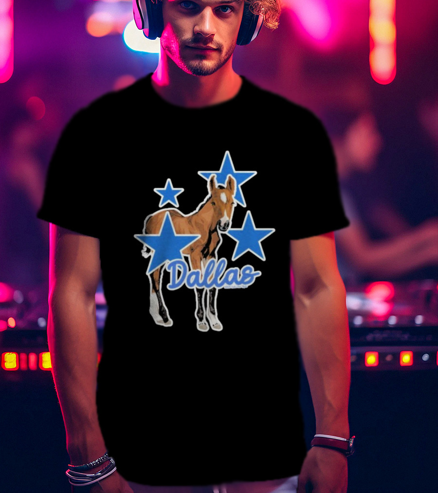 Dallas Horse With Blue Stars Iconic Design T-Shirt