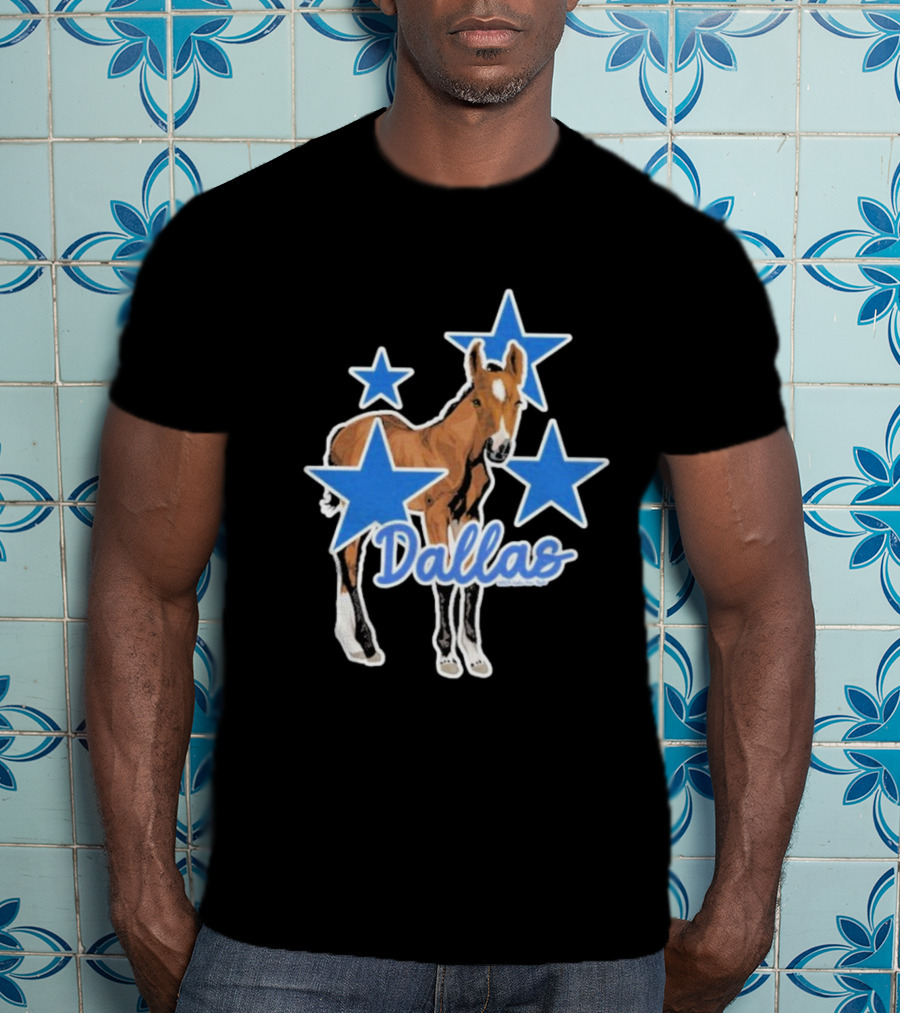 Dallas Horse With Blue Stars Iconic Design T-Shirt