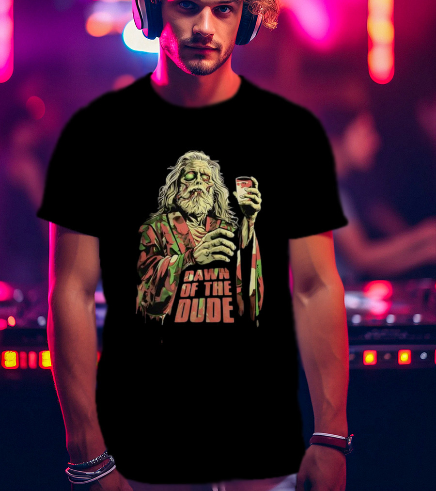 Zombie Dude Camo Robe Holding Drink Zombie Of The Dude T-Shirt