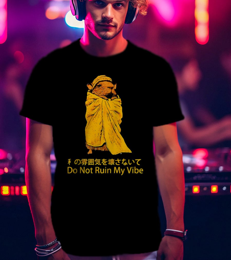 Do Not Ruin My Vibe Hamster Wrapped In Blanket With Japanese Text T-Shirt