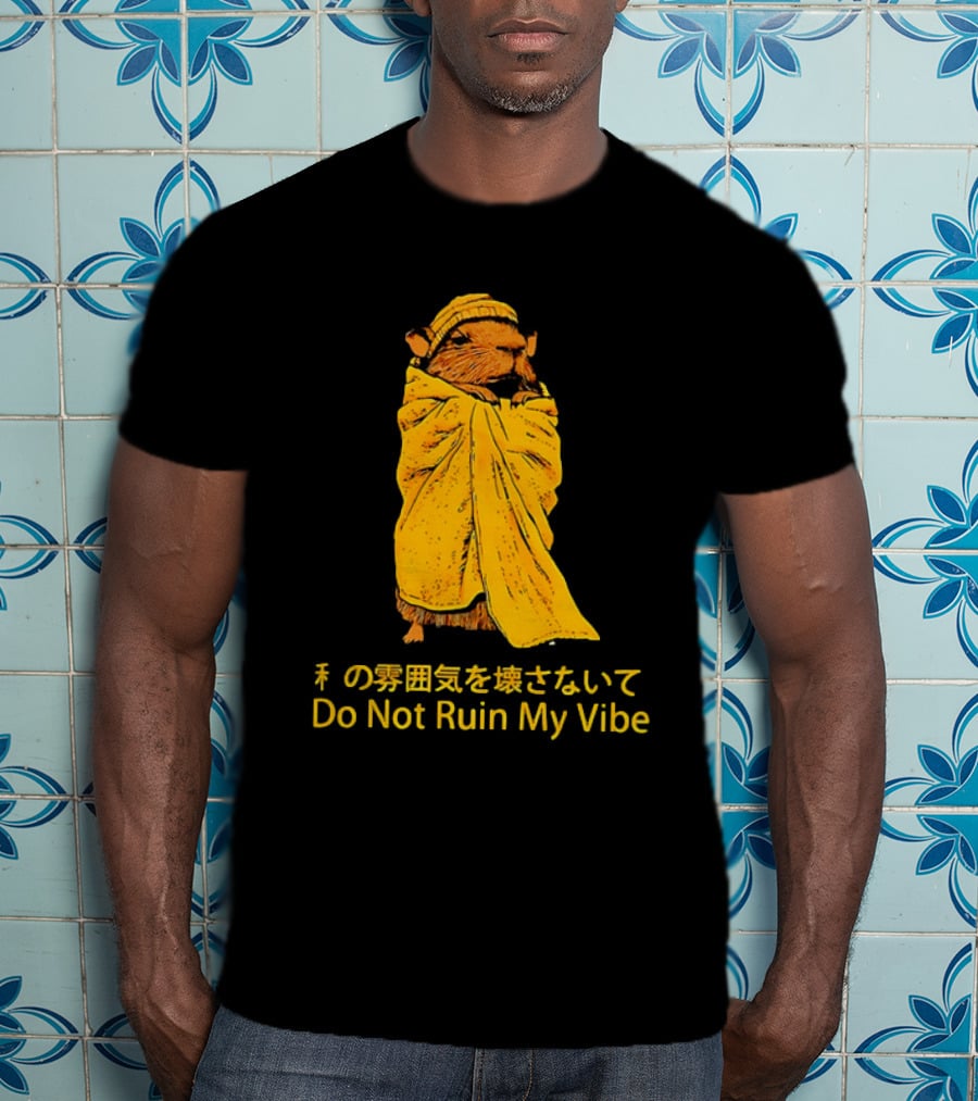 Do Not Ruin My Vibe Hamster Wrapped In Blanket With Japanese Text T-Shirt