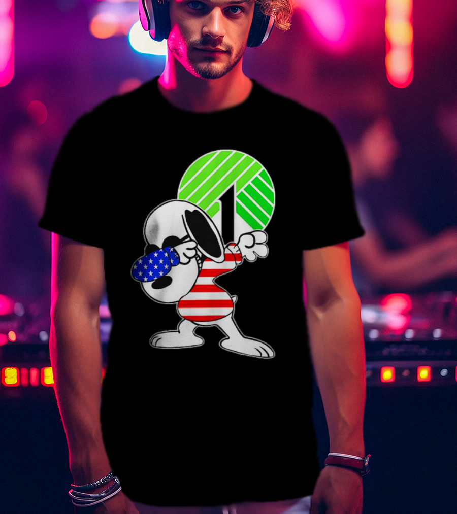 Dollar Tree Snoopy Dabbing American Flag Costume T-Shirt