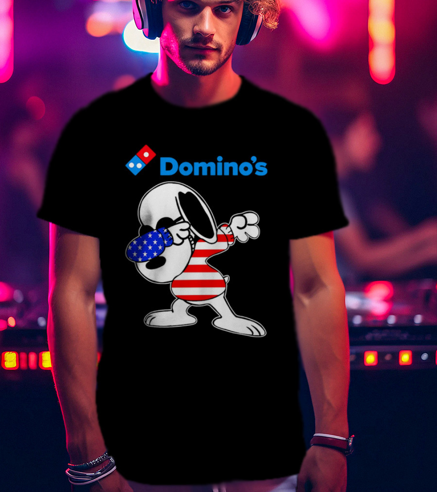 Domino’s Snoopy Dabbing American Flag Style T-Shirt