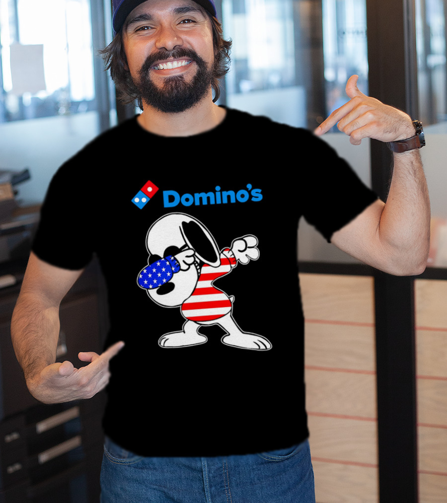 Domino’s Snoopy Dabbing American Flag Style T-Shirt