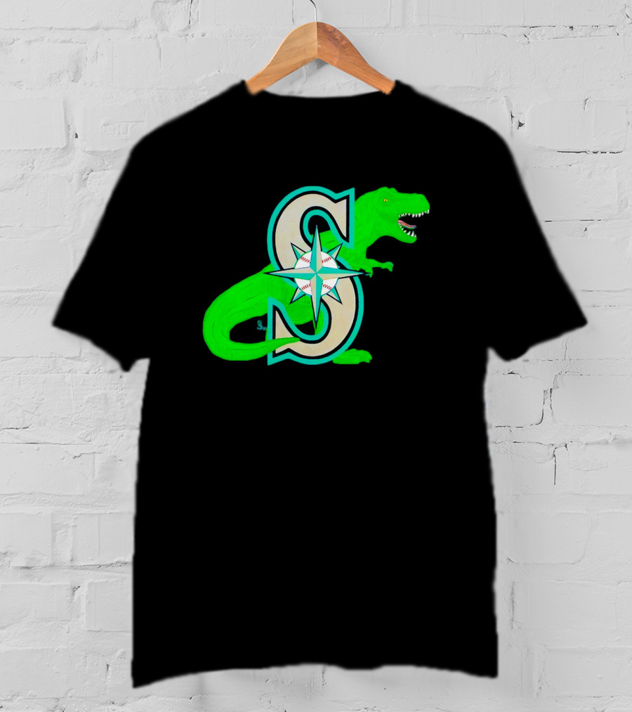 Seattle Mariners Dinosaur Baseball Team Emblem T-Shirt