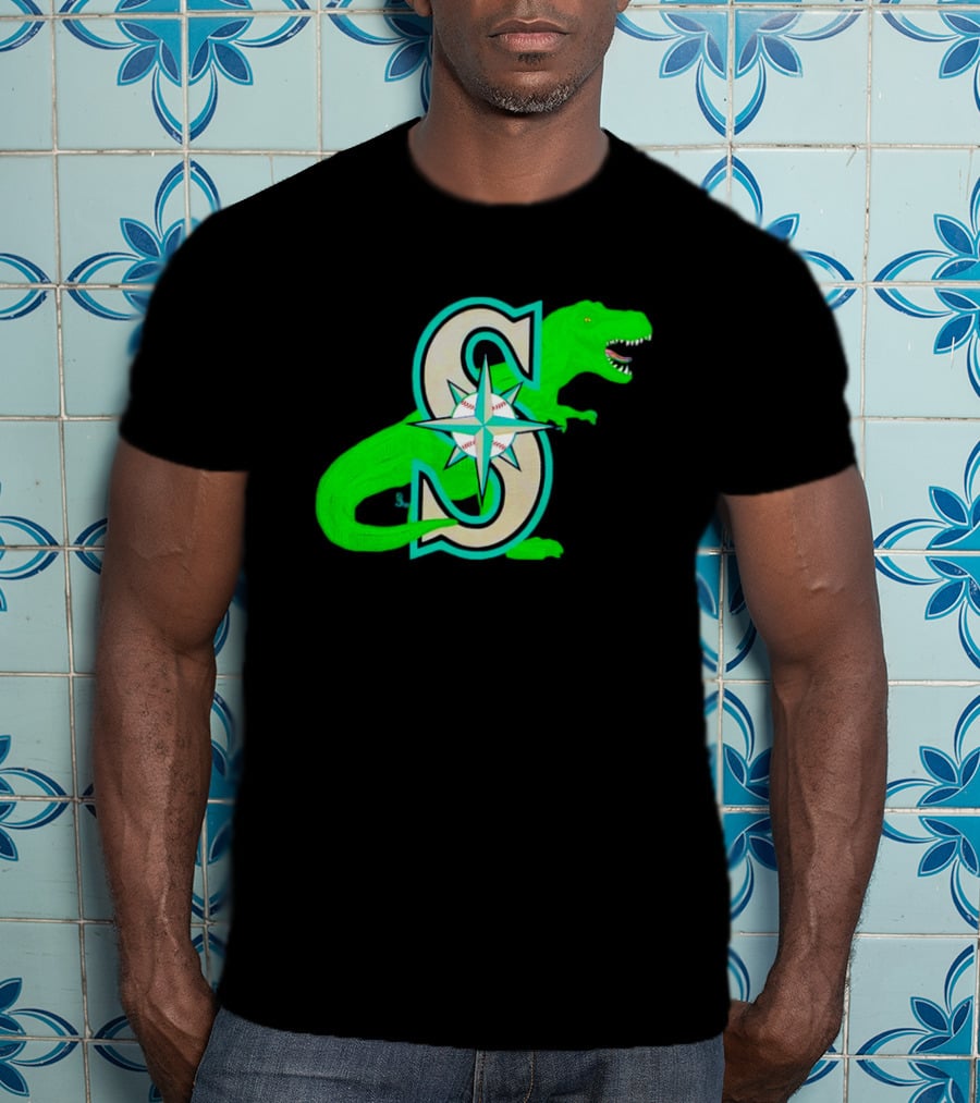 Seattle Mariners Dinosaur Baseball Team Emblem T-Shirt