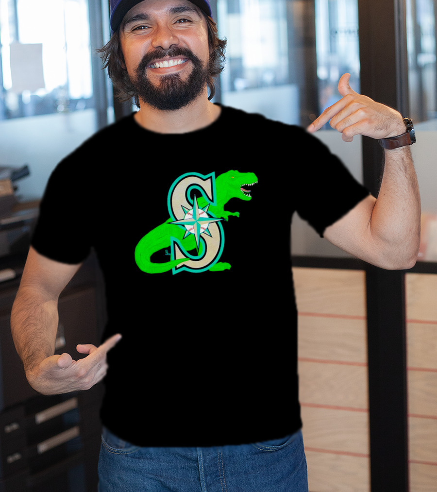 Seattle Mariners Dinosaur Baseball Team Emblem T-Shirt