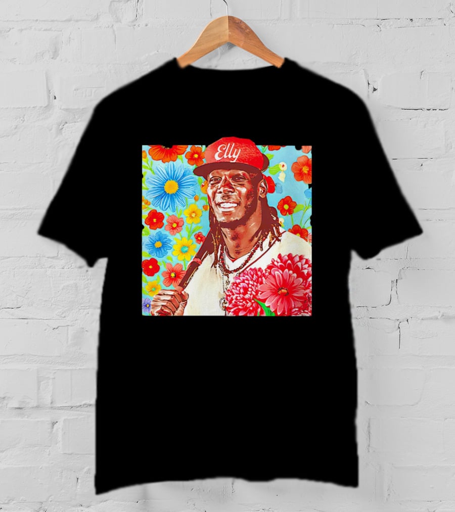 Elly De La Cruz Cincinnati Reds Floral Baseball Imagery T-Shirt