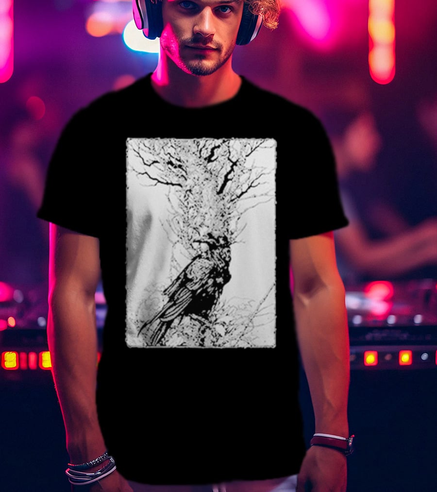 Fajar Allanda Raven Crow Art By Fajar Aeon Tree Illustration T-Shirt