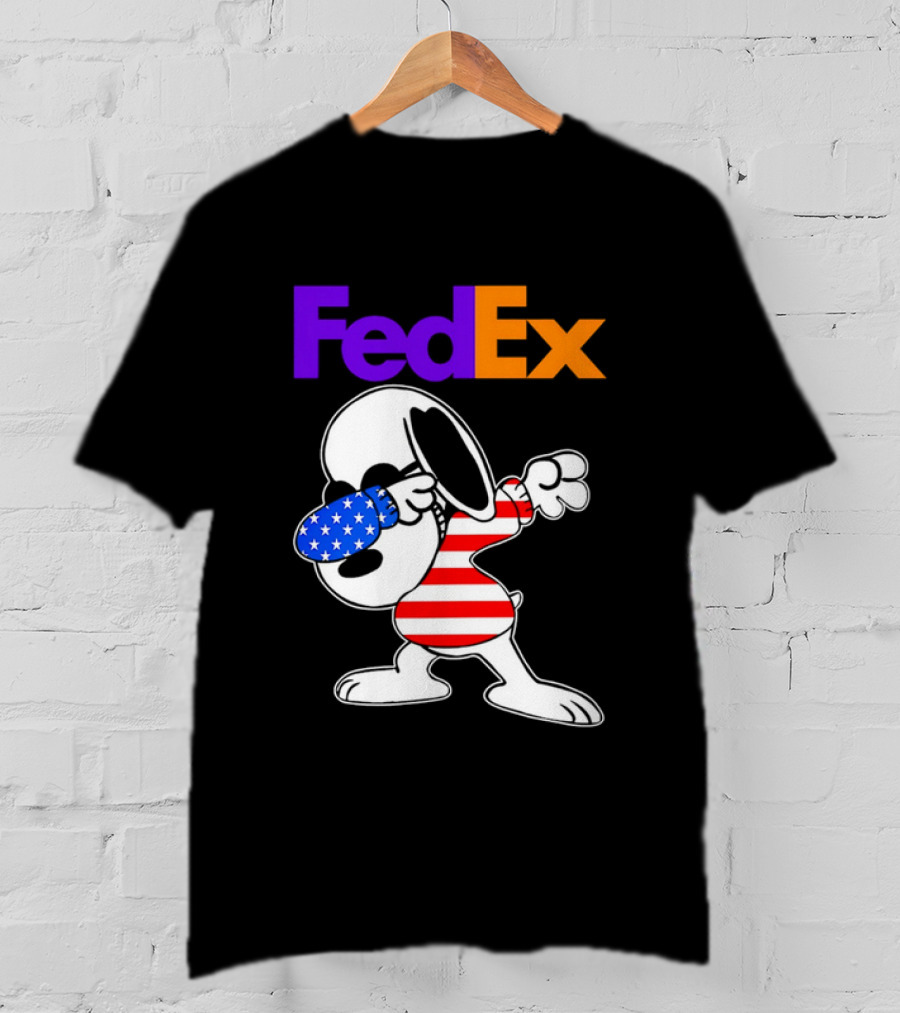 FedEx Snoopy Dabbing American Flag Icon T-Shirt