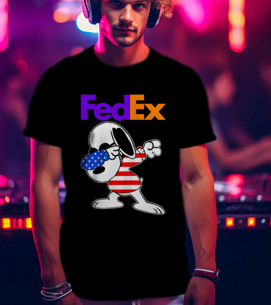 FedEx Snoopy Dabbing American Flag Icon T-Shirt