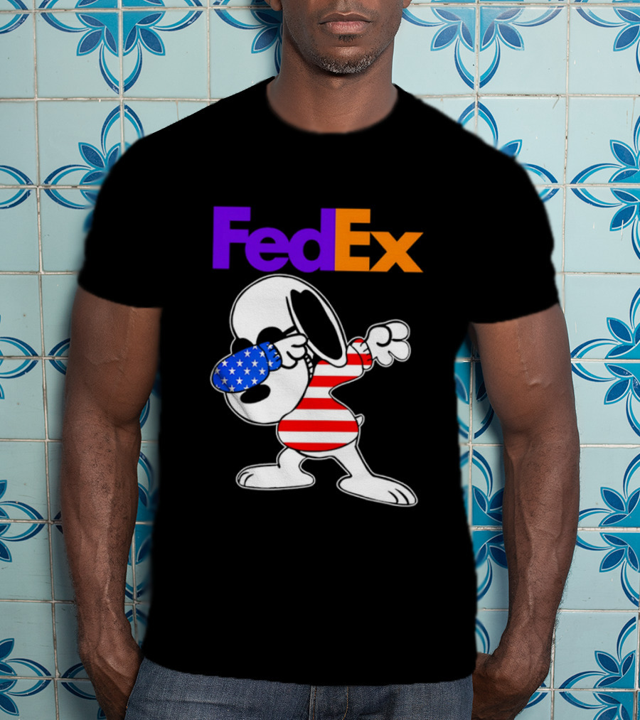 FedEx Snoopy Dabbing American Flag Icon T-Shirt