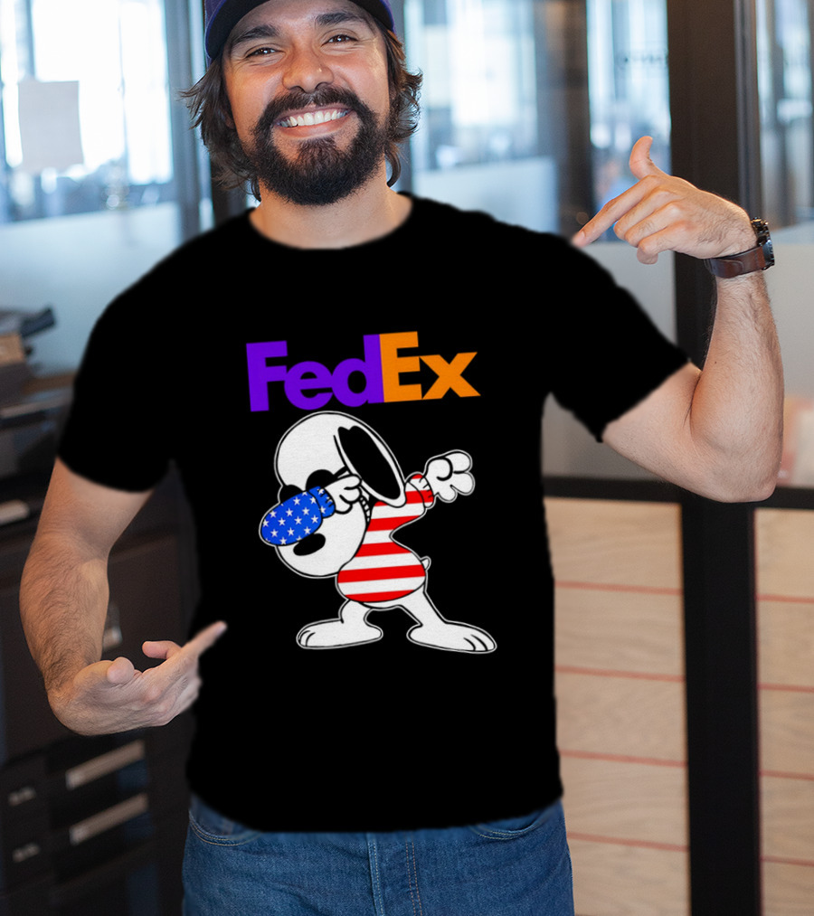 FedEx Snoopy Dabbing American Flag Icon T-Shirt