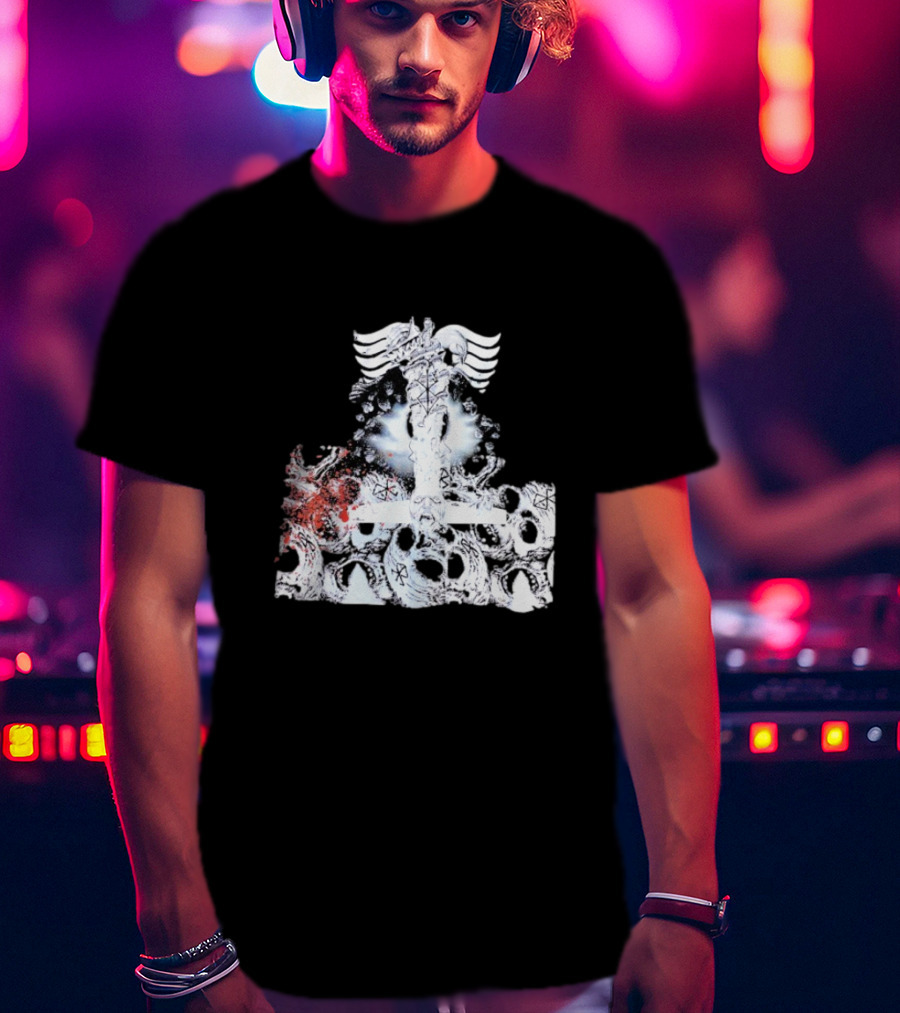 Ghost Supply Rare Rivalry Nordic Inspired Winged Cross And Serpent Motif T-Shirt