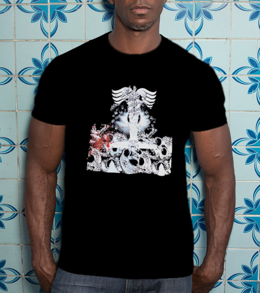 Ghost Supply Rare Rivalry Nordic Inspired Winged Cross And Serpent Motif T-Shirt