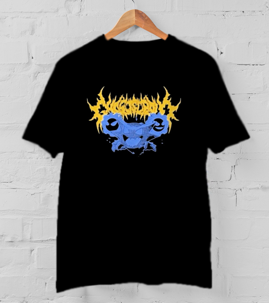 Ghost Supply Unknowns Text Striking Yellow Flames Blue Skull Graphic T-Shirt
