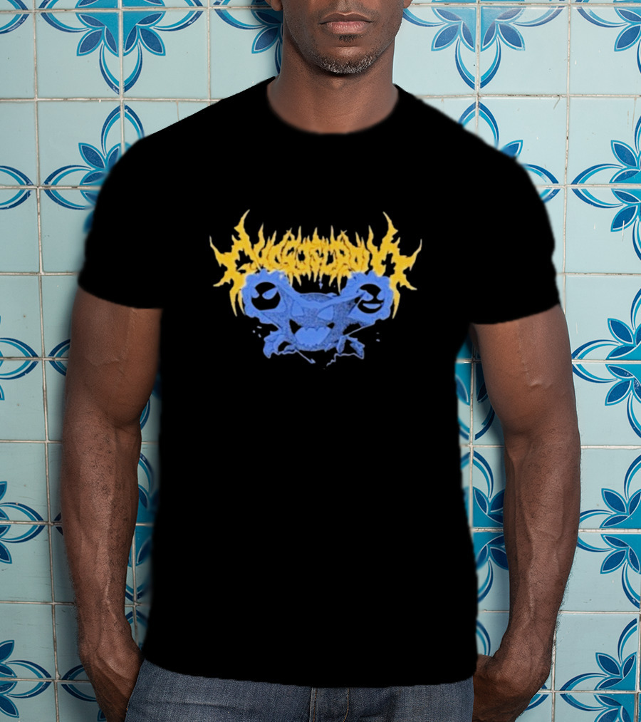 Ghost Supply Unknowns Text Striking Yellow Flames Blue Skull Graphic T-Shirt