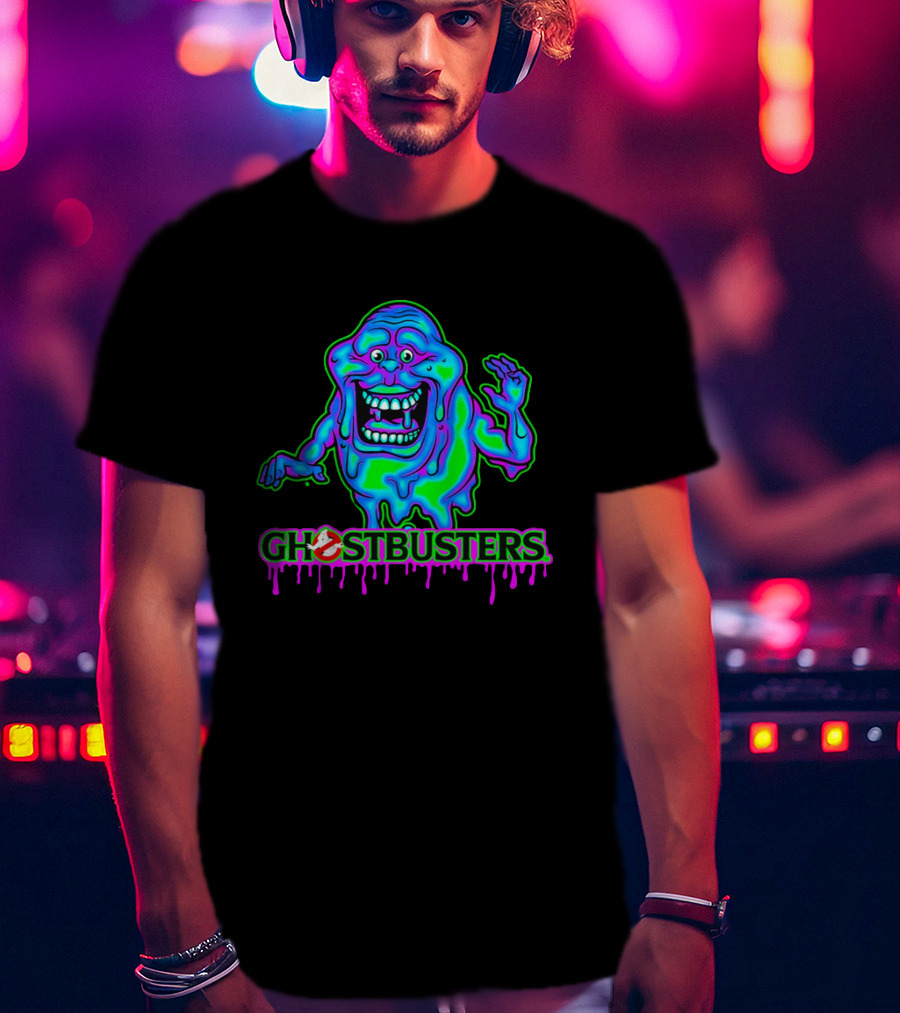 Ghostbusters Slimer Neon Little Spud Cartoon Ooze Glow T-Shirt