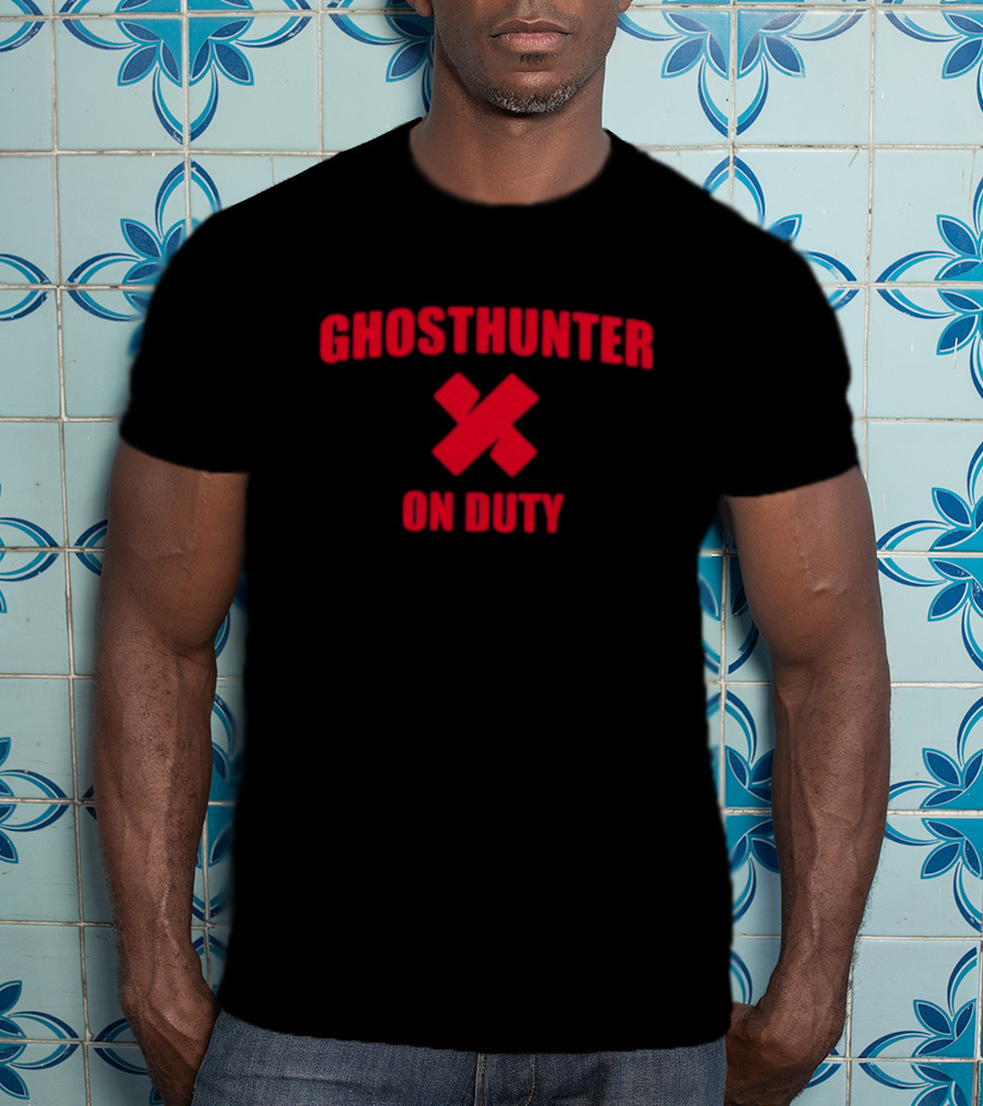 Ghosthunter On Duty Red Bold Font X Symbol T-Shirt
